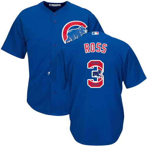 Cubs #3 David Ross Blue Team Logo Fashion Stitched MLB Jersey